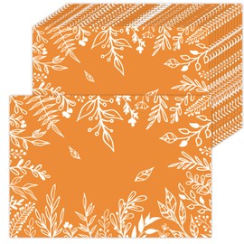 50 Pack Orange Eucalyptus Leaves Fall Paper Placemats,16x 11 Inch Autumn Maple Leaves Disposable Placemats Autumn Thanksgiving Table Mats for Kitchen Dining Harvest Thanksgiving Party Supplies