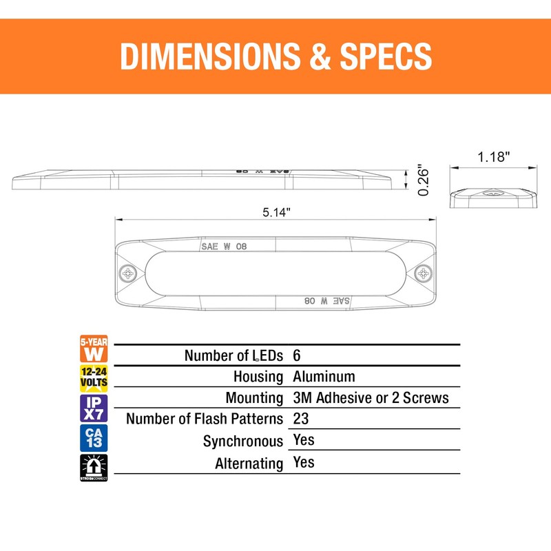 Buyers Products 8892202 5 in Ultra Thin LED Strobe Light