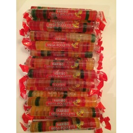HARIBO Gummi Candy, Mega-Roulette Gummy Candy, 1.59 Ounce Rolls (Pack of 24) Delicious Soft & Chewy Sweet Snacks, Assorted Fruity Flavors