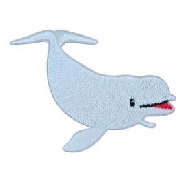 GRAY BELUGA WHALE MARINE SEA ANIMAL OCEAN ADVENTURE IRON ON PATCH