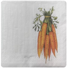 1 Paper Cocktail Decoupage Napkin Easter Bunny Spring Carrots Farmhouse Craft