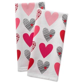 DII - Juego de toallas para platos con diseño de corazones y collage, ultra absorbentes, lavables a máquina, perfectas para regalo de San Valentín, juego de toallas