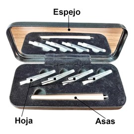 Dermaplaning Tool & Maquinilla De Perfiladores de cejas, Con 4 Razor Para la Cara de Las Mujeres Con Espejo De Maquillaje y caja., Herramienta para el cuidado de la piel en el hogar (oro rosa)