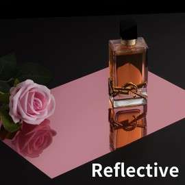 FunStick 12"x276" Metallic Pink Adhesive Vinyl Wrap Reflective Mirror Stickers Wall Stickers Rose Gold Non-Glass Flexible Mirrors Sheets Peel and Stick Pink Mirror Paper for Crafts Wall Decor Cabinets