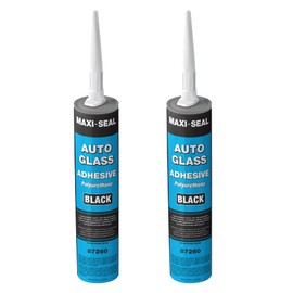 Maxi-Seal Black Polyurethane Windshield Adhesive with Fast Curing Non-sag Formula - 10.5oz Tube + ﻿Applicator Tip﻿ - High Bond Strength Window Sealant - Weather Resistant Auto Glass Adhesive (2 Pack)