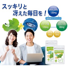 Dainichi Healthy Foods DHA EPA Ginkgo Biloba Leaf 80 Capsules x 1 Bag (40 Day Supply), Soy Lecithin, Vitamin E Formulation, Supplement