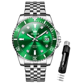 OLEVS Watches for Men Diamond Business Dress Analog Quartz Two Tone Stainless Steel Mens Wrist Watches with Date Waterproof Luminous Montre Homme