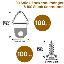 Sinofort Picture Hooks for Nailing, Pack of 200 Picture Hangers for Heavy Pictures, Hangers for Pictures, Picture Hangers, Hooks for Hanging Pictures, Painting, Photos, Artwork, Clock, Home Decoration