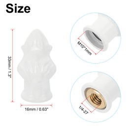 PATIKIL 33 x 16mm Lamp Finials Caps Knob, 2 Set Solid Lamp Shade Top Decoration Screw Cap Nuts with Brass Reducing Adapter for Table Lamps Floor Lamps, White