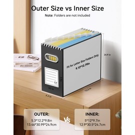 Oterri Cardboard File Organizer Box for Hanging File Folders Letter Size,File Box for Computer Desk,File Cabinet,Working Home,Office,Classroom (Black, Letter Size - 2 Packs)