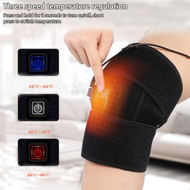 Heated Knee Pad, Knee Brace Heat Therapy, Heated Knee Brace Wrap, Vibration Knee Heating Pads for Relaxing Knee Shoulder Elbow, 3 Adjustable Vibration & Heat, Upgrade with Longer Knee Straps