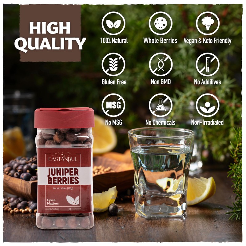 Eastanbul Juniper Berries, Juniper Berries Whole, Natural, Vegan, 4.59oz
