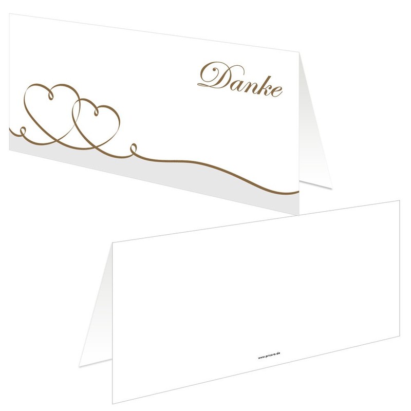 PRICARO 25 Gold Curved Hearts Thank You Cards