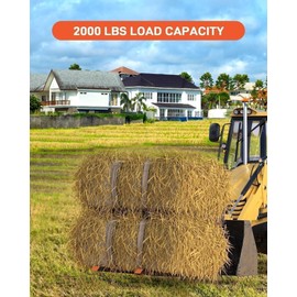 WHIZMIA 2000 lbs Clamp on Pallet Forks 43" Heavy Duty Pallet Forks with Adjustable Stabilizer Bar for Tractor Bucket Loader Skid Steer