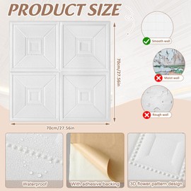 Nuanchu 16 Pcs 27.5 x 27.5 Inch Foam Ceiling Tiles Covered 84.03 Sq. ft, Self-Adhesive Ceiling Cover, Peel and Stick Wall Panel, Waterproof Wallpaper DIY for Bedroom, Home Decor(Greek Key)
