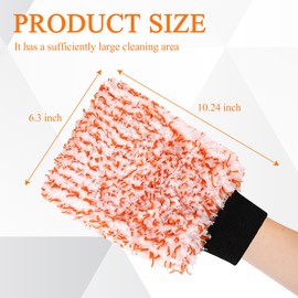 Hbxdeco 2PCS Car Wash Mitt, 11"×8" Cyclone Microfiber Cleaning Mitt for Cars, Scratch-Free & Lint-Free, Double Sided Automotive Washing Gloves, Universal Auto Cleaning Supplies (Tangerine+White)