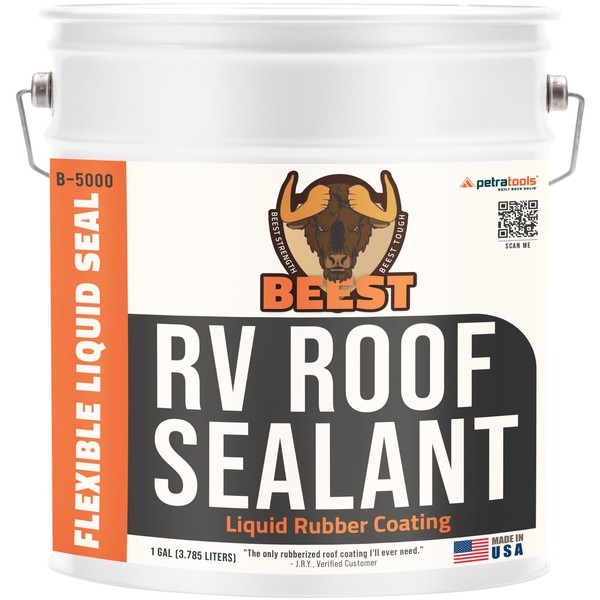 BEEST RV Roof Sealant, Beautiful White Liquid Rubber Coating, Flexible RV Roof Coating & RV Sealant, RV Roof Sealant White & RV Roof Sealer Flex, Camper Roof Sealant & Metal Roof Sealant & EPDM (1Gal)