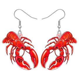 DUOWEI Acrylic Cute Tropical Lobster Earrings Ocean Animal Hypoallergenic Seafood Inspired Crayfish Shrimp Dangle Earrings Jewellery Gifts for Women Sea Lovers Holiday Beach Party Charm (Hot)