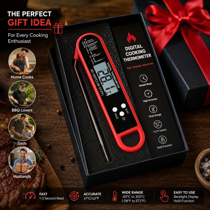 Digital Meat Thermometer for Cooking – Instant Read Waterproof Probe