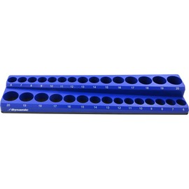 Dynamic Magnetic Socket Organizers, 1/4", 3/8" and 1/2" Drive, SAE and Metric, Quality Tool Box Organizers (3/8” Dr. Metric, Blue, Holds 30 Sockets)