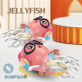 Qxbuhe Dancing Octopus Toy,Smart Tentacle Explorer,Crawling Dancing Automatic Obstacle Sensor Toys,Electric Crawling Octopus with LED Lights & Music (Pink Jellyfish)