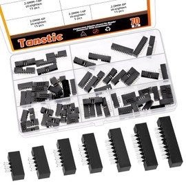Tanstic 70Pcs 2.0 mm Pitch 6-18 Pin Straight Box Header, Double Row Box Header Connector PCB Header IDC Male Socket for PCB Board