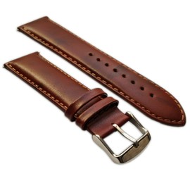 Genuine English Calf Grain Leather Watch Strap Band Mens Padded : SS Buckle (25) (20mm, Tan)