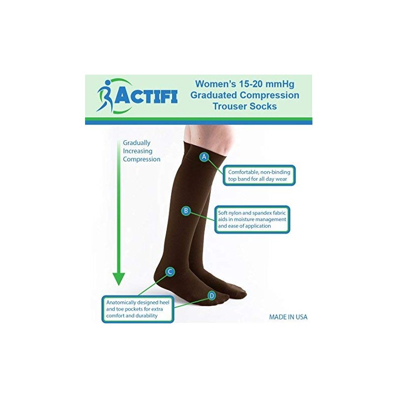 Actifi Women's 15-20 mmHg Compression Socks - Casual, Dress, Travel,