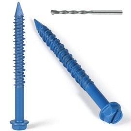 VGBUY 3/16 x 3-3/4 Inch 47Pcs Concrete Screws, Hex Head Screw Anchor with Drill Bit, for Masonry, Block, Brick, Cement, Stucco, Diamond Point
