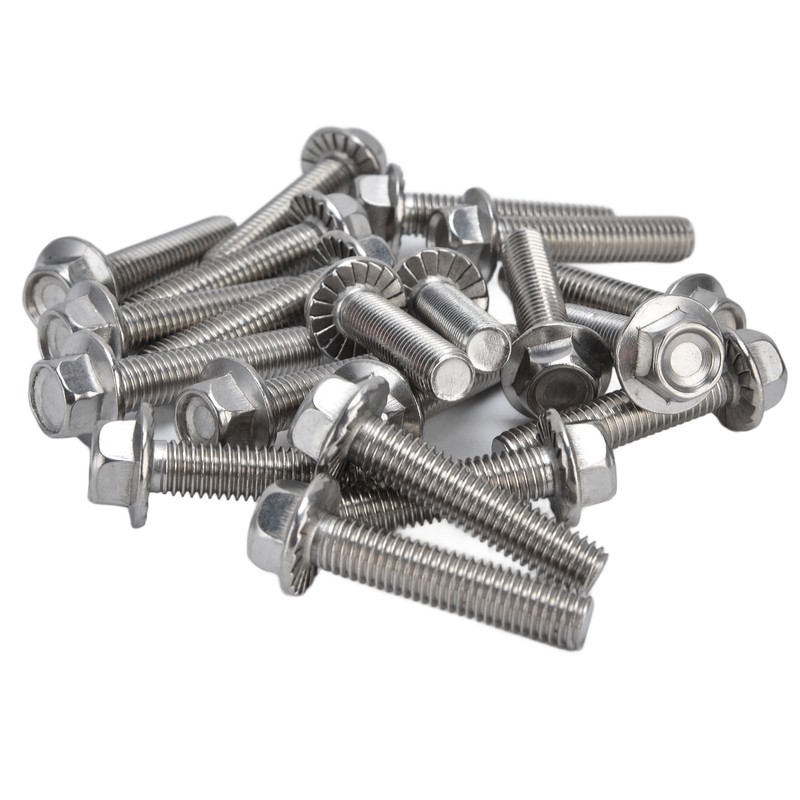 20Pcs M10x1.5 Screw Bolts A2‑70 Stainless Steel Flanged Hex Head