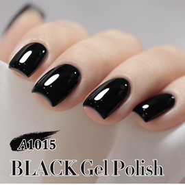 Double Rhythm 15ML Gel Nail Polish Pure Sheer Same Color Same Bottle Soak Off Gel Polish Art Manicure Salon DIY at Home for Women (Black-A1015)