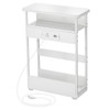 YEAKOO Narrow Side Table with Charging Station, 3-Tier End Table
