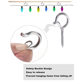 PlusRoc 20 Pack Ceiling Hooks for Hanging Plants Outdoor String Lights Heavy Duty, 2.2 Inch Eye Hook Screw in Cup Hooks Q-Hanger for Patio Lights, Wall Wood Fence Deck Mount(Stainless Steel, Silver)