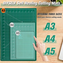 ROROUP Self Healing Sewing Mat, 22x30cm No-Slip PVC Sewing Craft Mat, Double Sided 5-Ply Craft Cutting Board for Sewing Quilting Scrapbooking and Arts Crafts Cutting (A4)