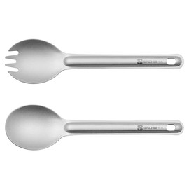 CENPEK 2 Pcs Outdoor Titanium Long Handle Spork Spoon Eco-Friendly Portabale Flatware Camping Backpacking Hiking Picnic Tableware with Bag