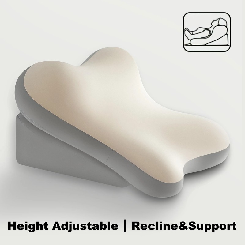 Adjustable Memory Foam Backrest Pillow with Neck Support, Ergonomic Bed