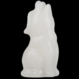 QLRSUXN White Jade Howling Wolf Crystal Figurines, 2.2 Inch Wolf Totem Spirit Animal Statue Decor for Home Office Desk Altar, Hand Carved Natural Healing Crystal Sculpture Gifts for Women Men