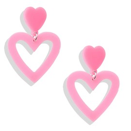 Valentines Earrings Pink Heart Earrings for Women Acrylic Heart Dangle Earrings Valentines Day Gifts for Her Valentines Day Accessories Outfit Women