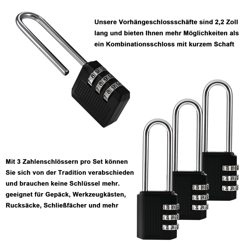 Cieex Padlock Combination Lock, 3 Digit Combination Code Lock, Small