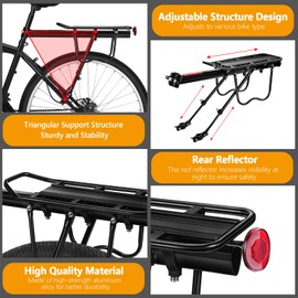 Bike Basket Rear with Bike Cargo Rack-Quick Release/100lbs Capacity-Rear Bike Rack with Basket for Mountain/Road Bicycle/Ebike Includes Liner/Net/Waterproof Cover for Carrying Pets/Fruit/Grocery