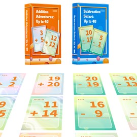 Alened Addition and Subtraction Flash Cards, Math Facts Flashcards 1-20, Math Manipulatives Games for Kindergarten, 1st, 2nd, 3rd, 4th, 5th, 6th Grade Kids Ages 4-12