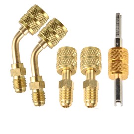 Ausfyyam R410a Adapter for Mini Split System, Charging Vacuum Port Adapter, 5/16 Female 1/4 Male Flare, Valve Core Remover,for Air Conditioners Refrigeration HVAC Service