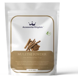 Accessorize Kingdom Herbal Face Pack Powder | 100% Natural & Organic Skincare | For Glowing Skin, Acne Control, Anti-Aging | All Skin Types | (100g, Mulethi)