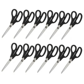 TrueCraftware- Set of 12 Stainless Steel 4” Kitchen Scissors with Black Plastic Handle - All Purpose Shears Food Scissors Kitchen Scissors Utility Scissors