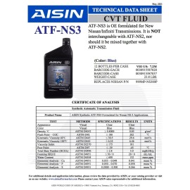 Aisin 6 Quarts Automatic Transmission Fluid ATF for Nissan/Infinit
