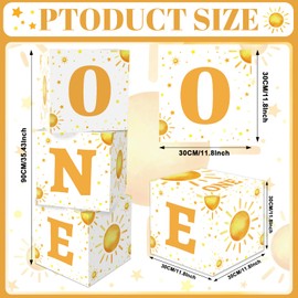 gisgfim 3Pcs Large Boho Sun 1st Birthday Party Decoration Box Sunshine 1st Party Box Sun One Print Cardboard Gift Box Table Centerpiece for Boy Girl Boho Sun First Birthday Baby Shower Party Supplies