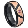 Black & Rose Gold IP Tungsten Carbide Wedding Band with