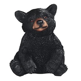 ICE ARMOR 6" H Black Baby Bear Sitting Statue Decoration Figurine Office Desk/Home/Living Room/Table Decor, Perfect House Warming Gifts for New Home