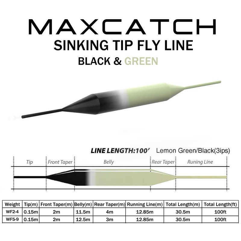 MAXIMUMCATCH Sinking Tip Fly Line for Fly Fishing, 3ips, 4/5/6/7/8