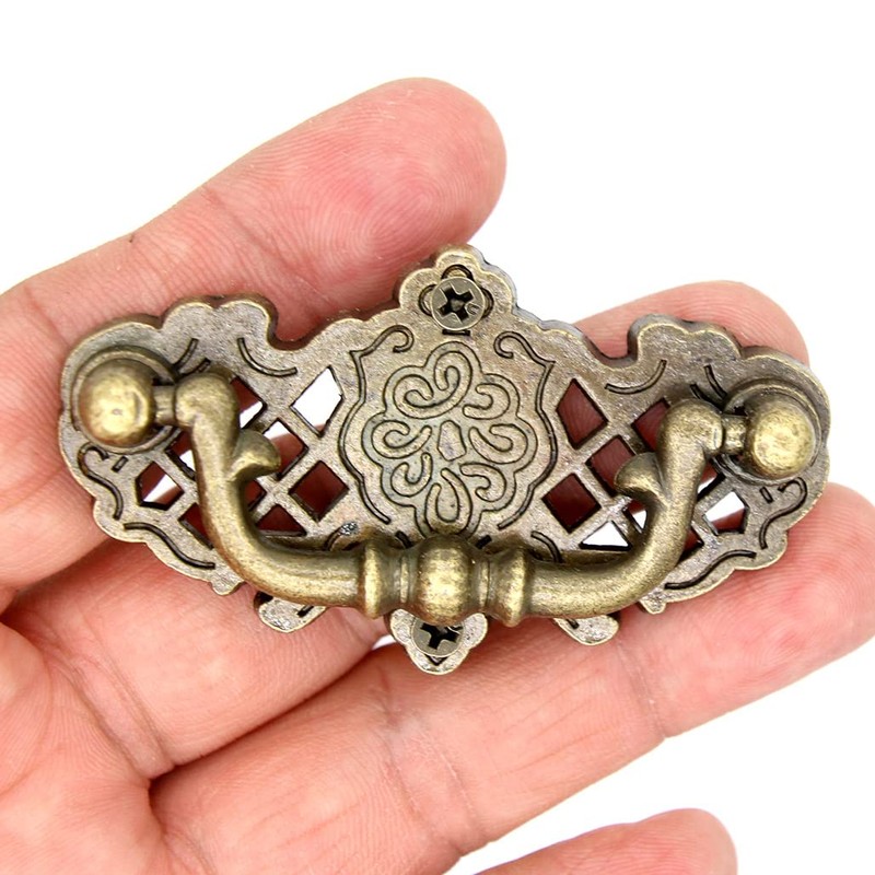 LXZ 4 PCs Vintage Antique Brass Bail Pull Handle for